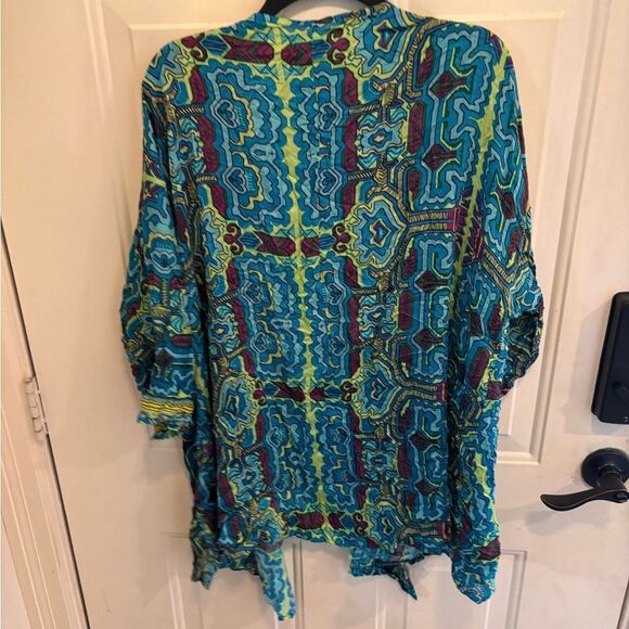 Arnhem Turquoise and Green Kimono Cardigan - Picture 4 of 5